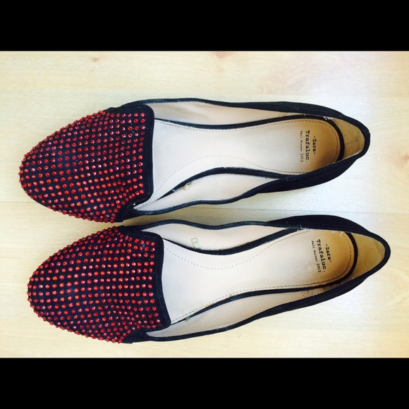 Zara Trafaluc red studded shoes sz 39 gently used