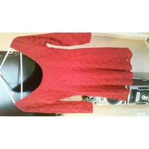 Red lace skater dress