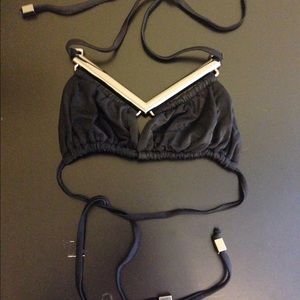 Black H&M bikini top & Fringe Sweater