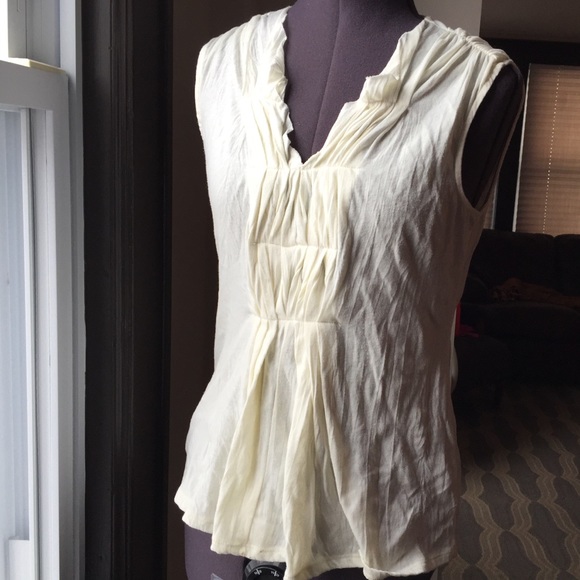 Anthro gathered cream tank