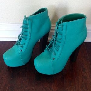 High-heel Turquoise Glaze Ankle Boots