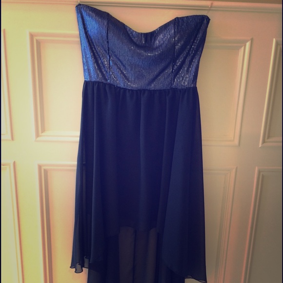 Navy blue high low sequin dress!