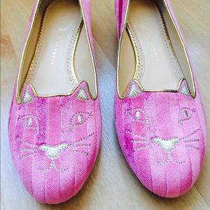 NWT Auth Charlotte Olympia Kitty velvet flats