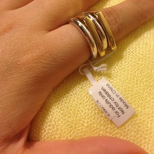 Silver and Gold Geometric Stackable Rings