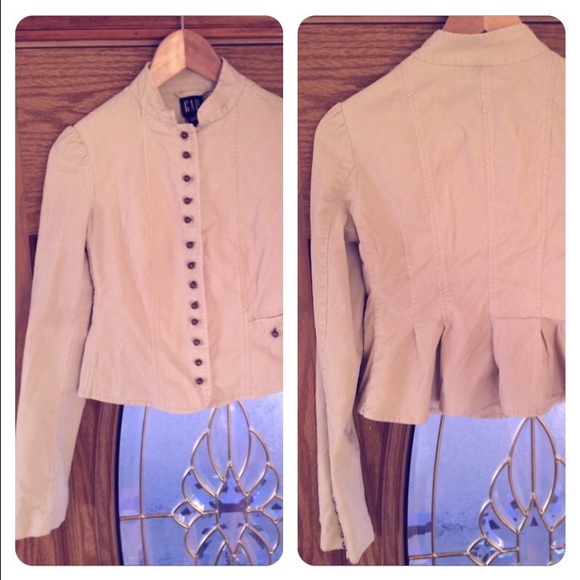 GAP Corduroy Cropped Blazer with Brass Buttons