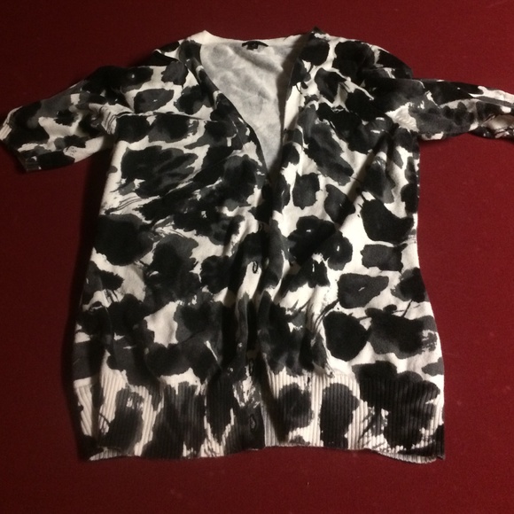 Black, white and grey floral cardigan