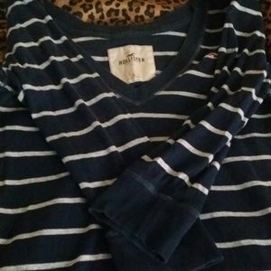 Hollister navy and white stripe extra long top.