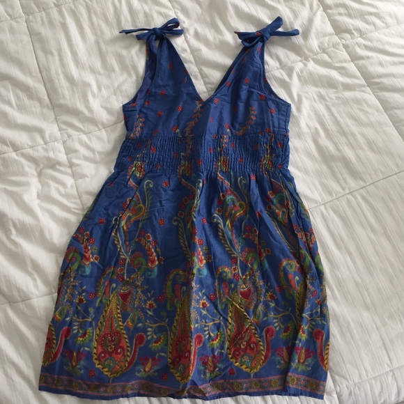 Blue Floral Sundress with Bows