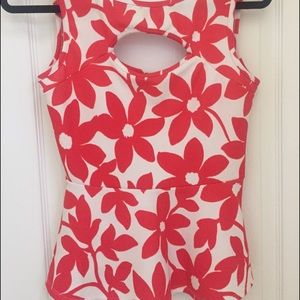 Floral Peplum Tank with Peep Hole