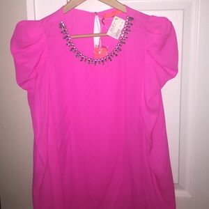 Lulumari hot pink gem detail top/blouse.