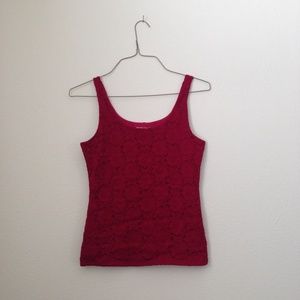 White House Black Market Floral Red Tank