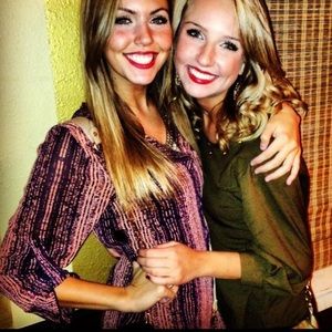 Sheer blouse - navy and peach