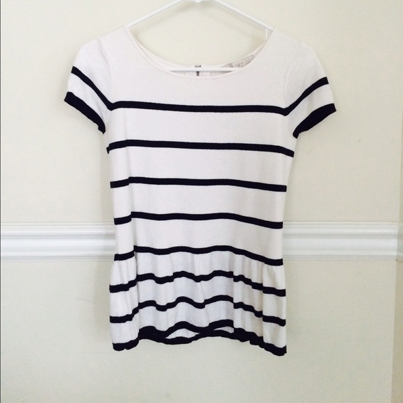 Black and White Striped Peplum Top