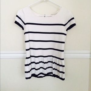 Black and White Striped Peplum Top
