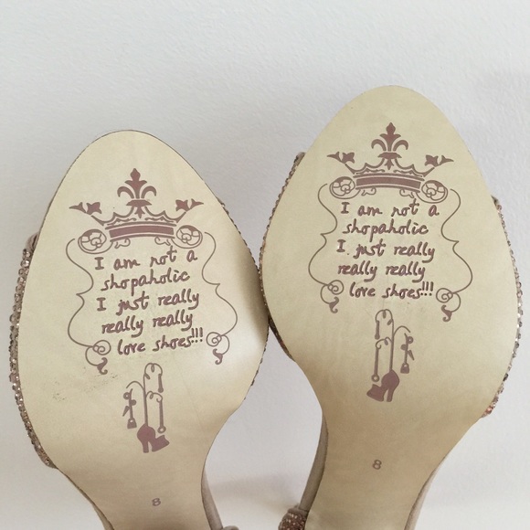 🎉HP 8/9🎉 Nude Embellished Sandal Heels - Picture 3 of 4