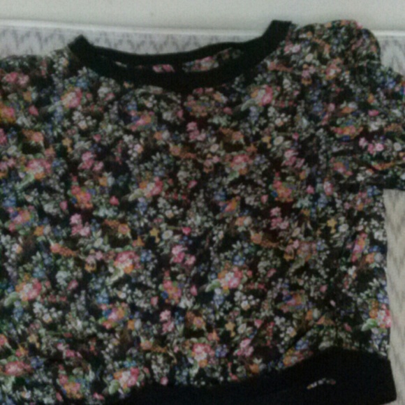 Floral design sheer dressy shirt