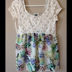 Flowy lace and floral top