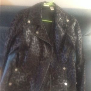 Black cheetah Chico's jacket.