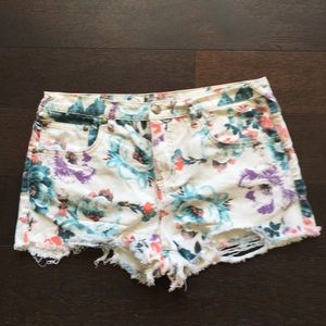 Free People floral denim cutoffs