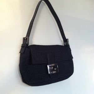 Fendi black signature purse clutch Authentic