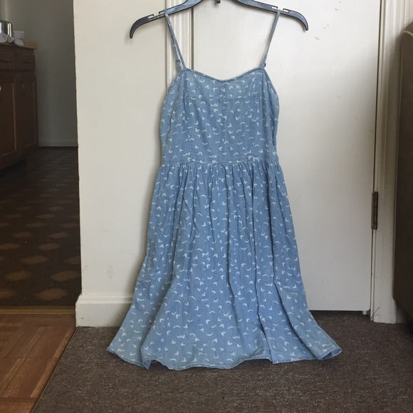 Blue dress with white birds