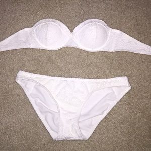 White strapless bikini