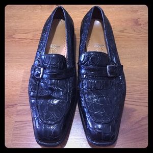 Ferragamo Men's Crocodile Shoes Black
