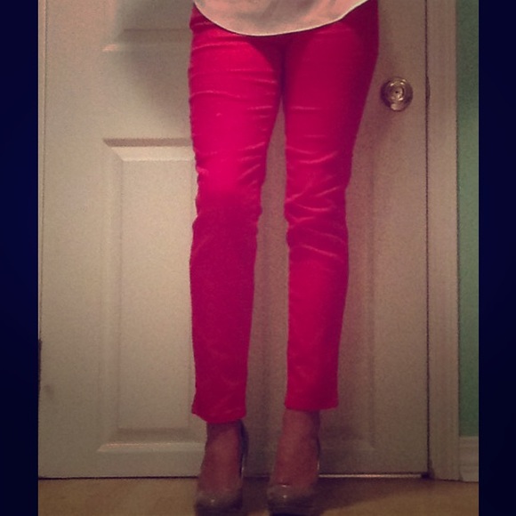 Hot Pink Love Fire Ankle Jeans