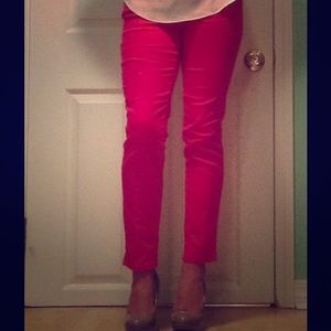 Hot Pink Love Fire Ankle Jeans
