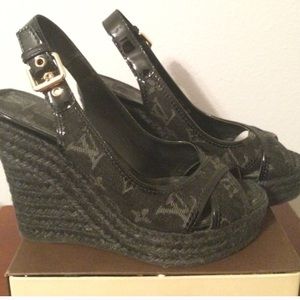 Authentic Louis Vuitton wedge sandals.