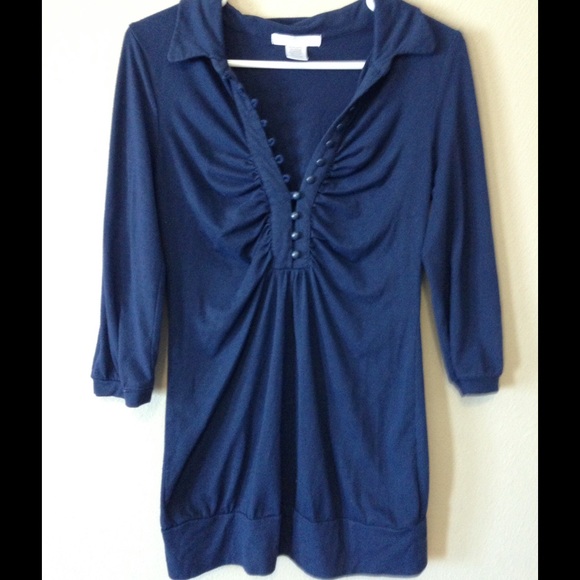 Blue button closure blouse