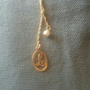 Gold overlay initial necklace with pearl