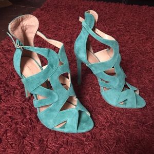 Zara Green Strappy High-Heel Sandals