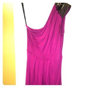 Bebe 1 shoulder medium dress in orchid