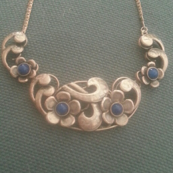 Sold!  Vintage SS and Lapis necklace