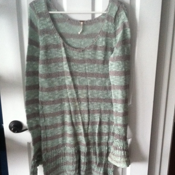 FreePeople Knit Teal/Gray Stripe Sweater Dress szL