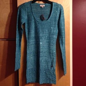 GUESS teal sequence sweater
