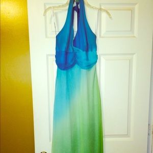 Bisou bisou asymmetrical halter ombré dress