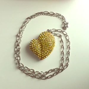 Yellow Rhinestone Long Necklace