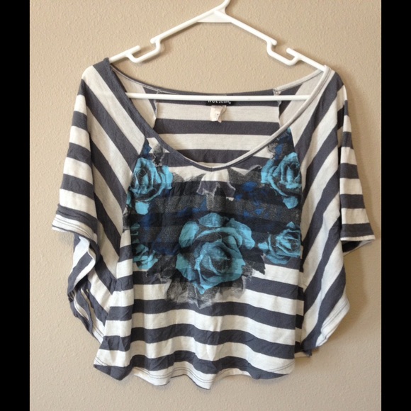 Striped off the shoulder crop top