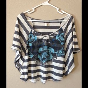 Striped off the shoulder crop top