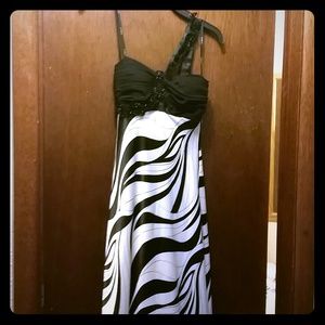 black and white  one strapped dress