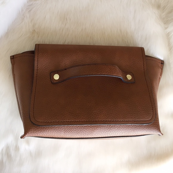 Zara Brown Foldover Clutch & Crossbody Bag