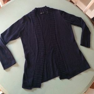 Navy open front light sweater