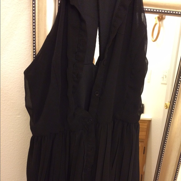 Black Pleated Maxi Dress - TOBI