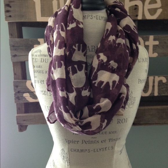 Deep purple elephant print scarf