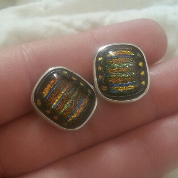 Sterling Silver Dichrotic glass earrings