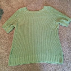 Talbots green shaker stitch elbow sleeve sweater