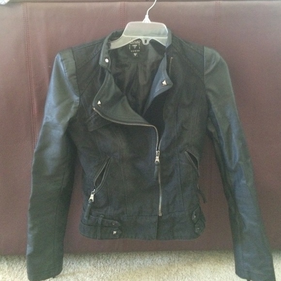 Guess Outerwear - REDUCED! Guess denim and faux leather moto XS