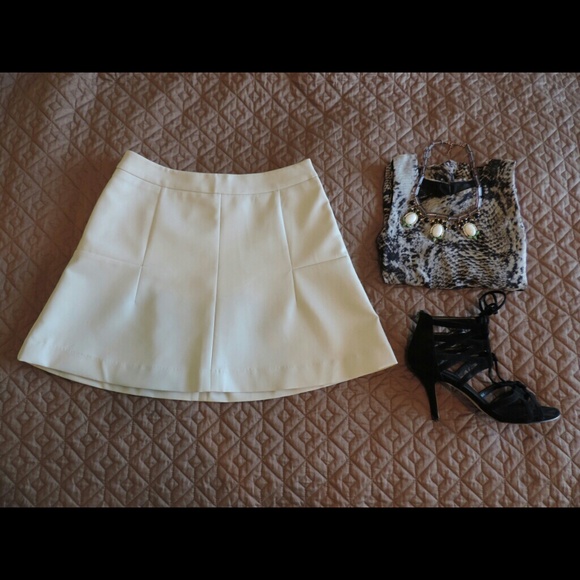 Bone Faux Leather Skirt